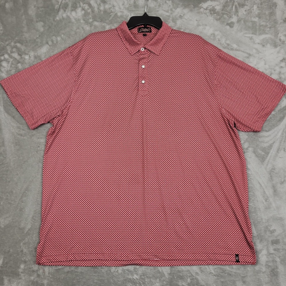 Rafter C Pearl Snap Polo Shirt Mens 2XL Red Western Geometric Print Cowboy Rodeo